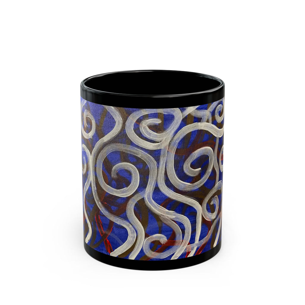 Swirling Blue Abstract Art Mug — Ceramic Black Coffee Cup (11oz/15oz)