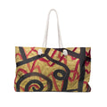 Abstract Swirl Weekender Bag — Gold, Black & Red Travel Tote