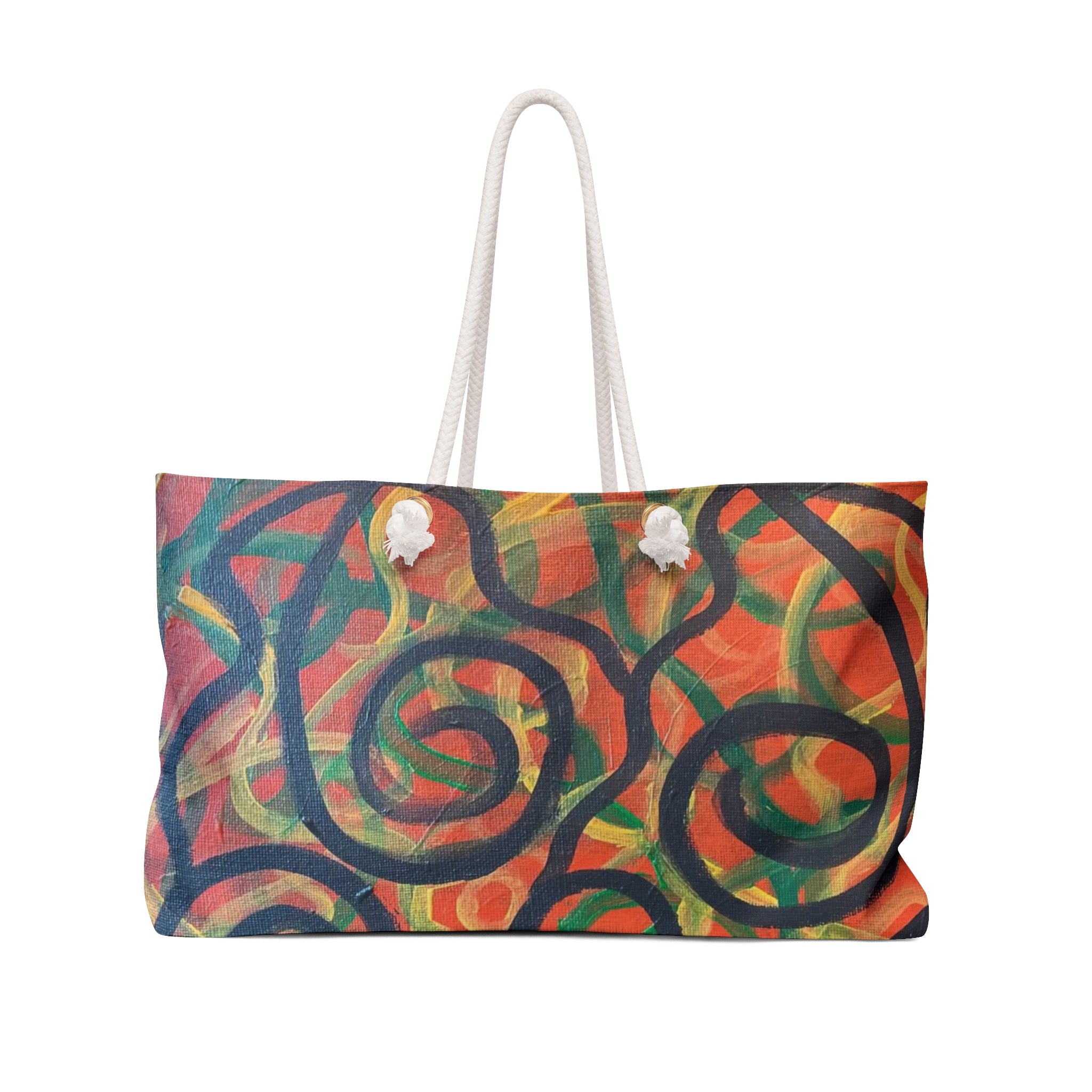 Abstract Spiral Weekender Bag — Colorful Boho Travel Tote