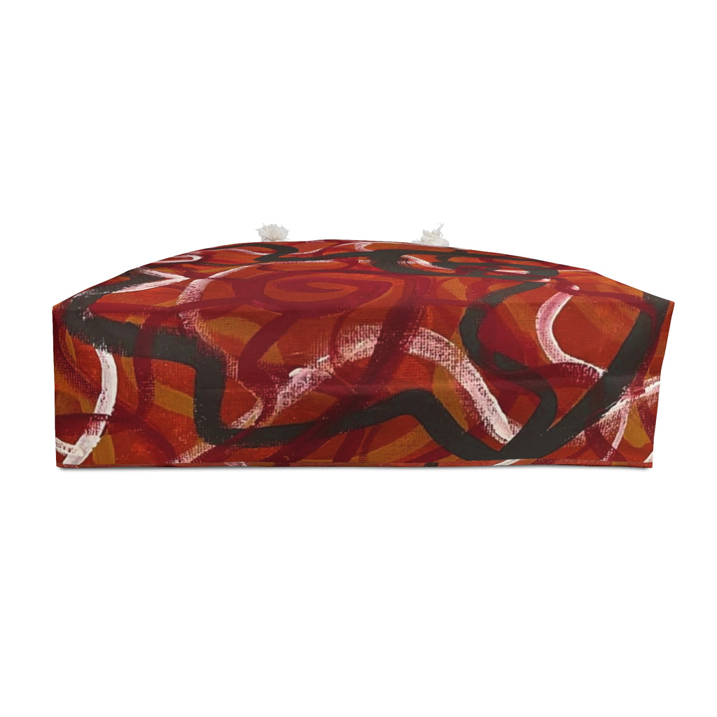 Abstract Red Swirl Weekender Bag – Boho Travel Tote