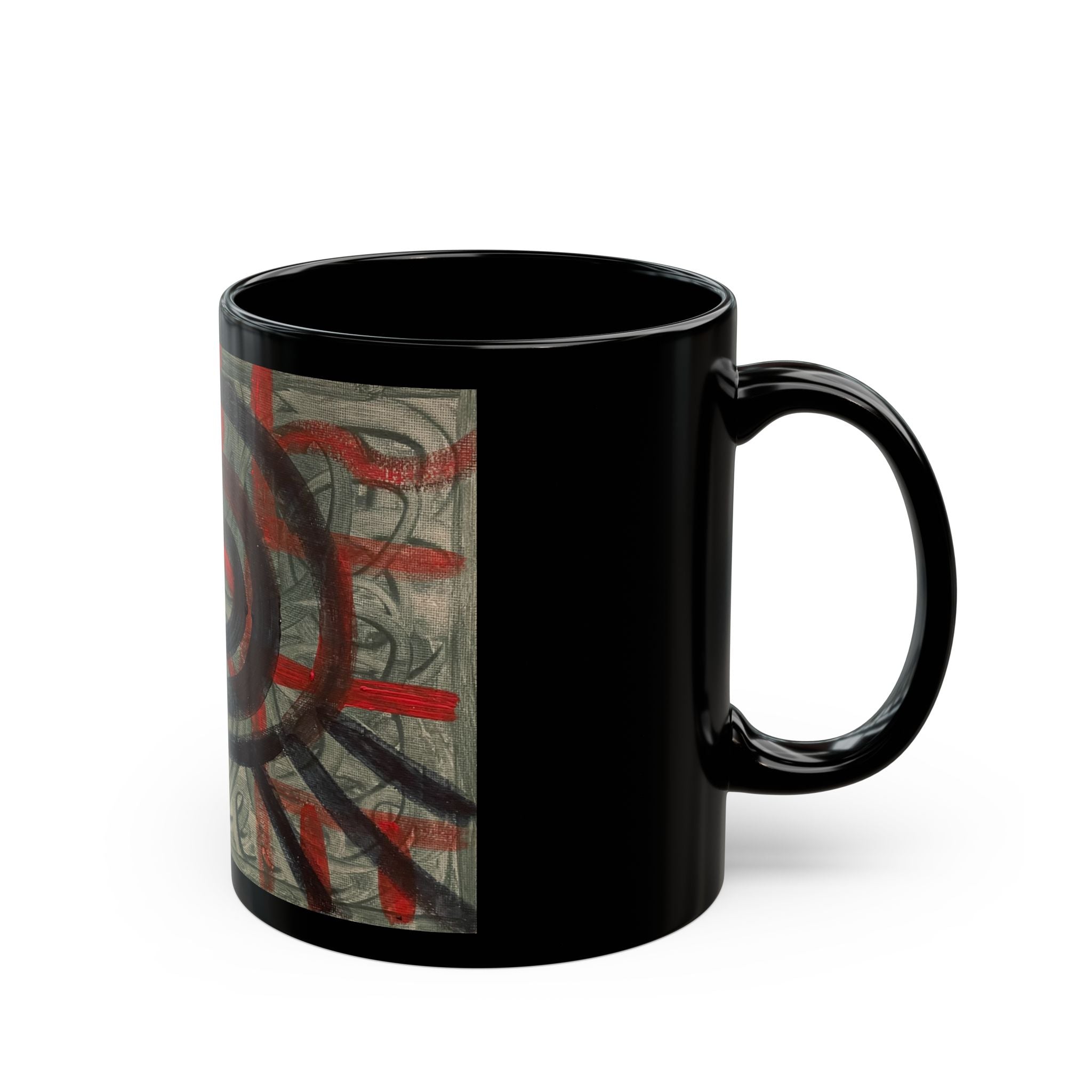 Abstract Spiral Art Coffee Mug — Black Ceramic 11oz/15oz