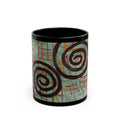 Abstract Spiral Art Black Mug — Modern Geometric Coffee Cup (11oz/15oz)