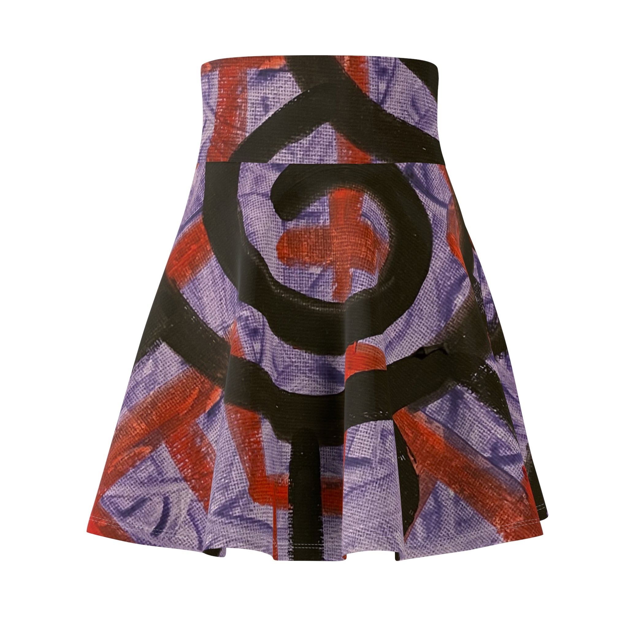 Abstract Graffiti Skater Skirt — Purple & Red Urban Art Print