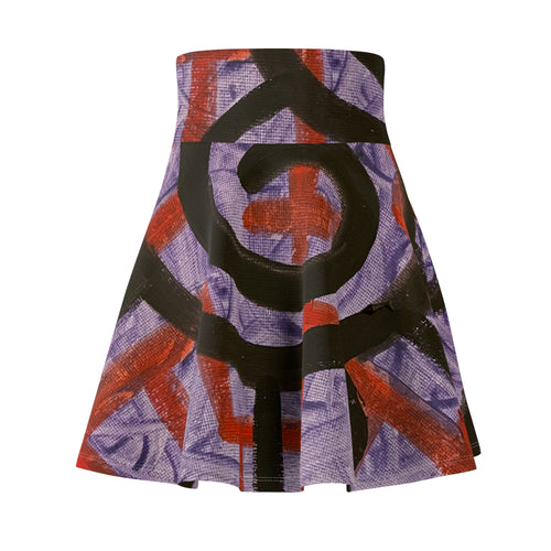 Abstract Graffiti Skater Skirt — Purple & Red Urban Art Print
