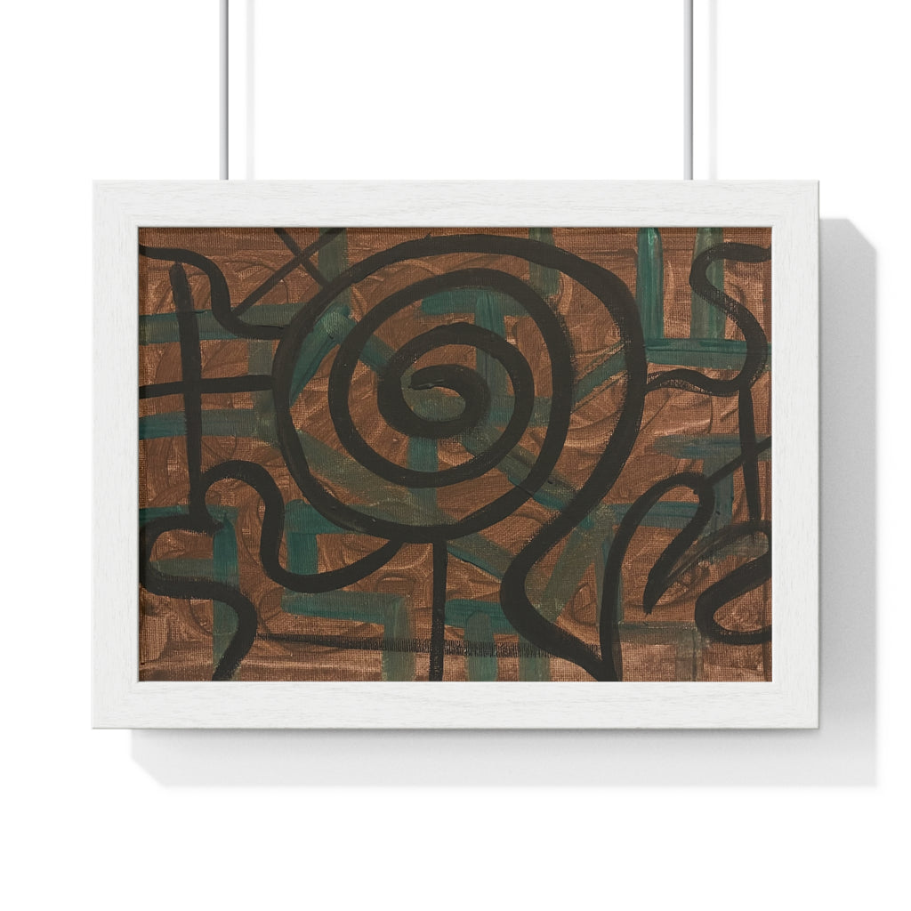 Abstract Spiral Line Framed Poster — Earth Tone Modern Wall Art