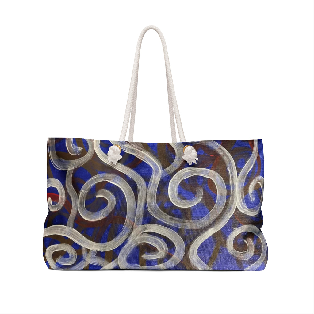 Blue Swirl Weekender Bag — Abstract Nautical Travel Tote