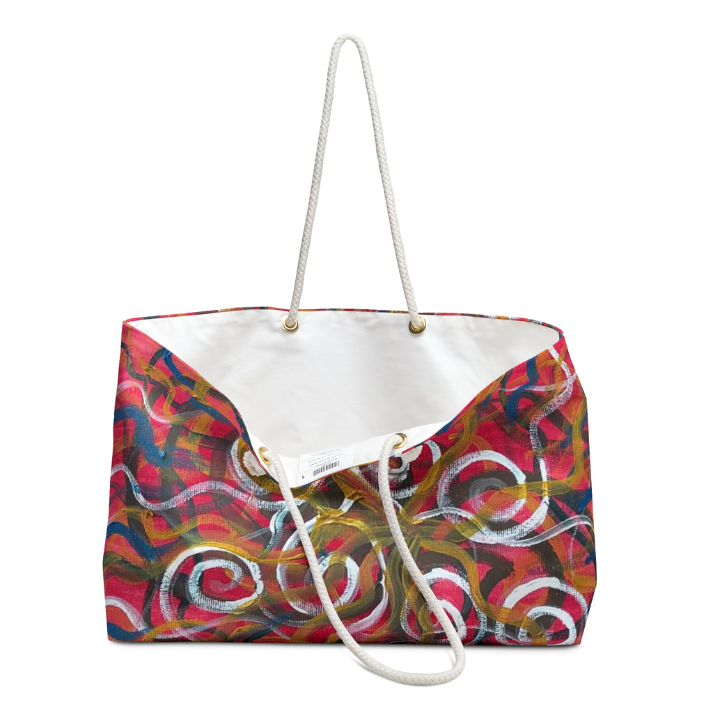 Vibrant Abstract Swirl Weekender Bag — Colorful Travel Tote