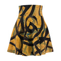Abstract Swirl Skater Skirt — Bold Yellow & Black Art Print
