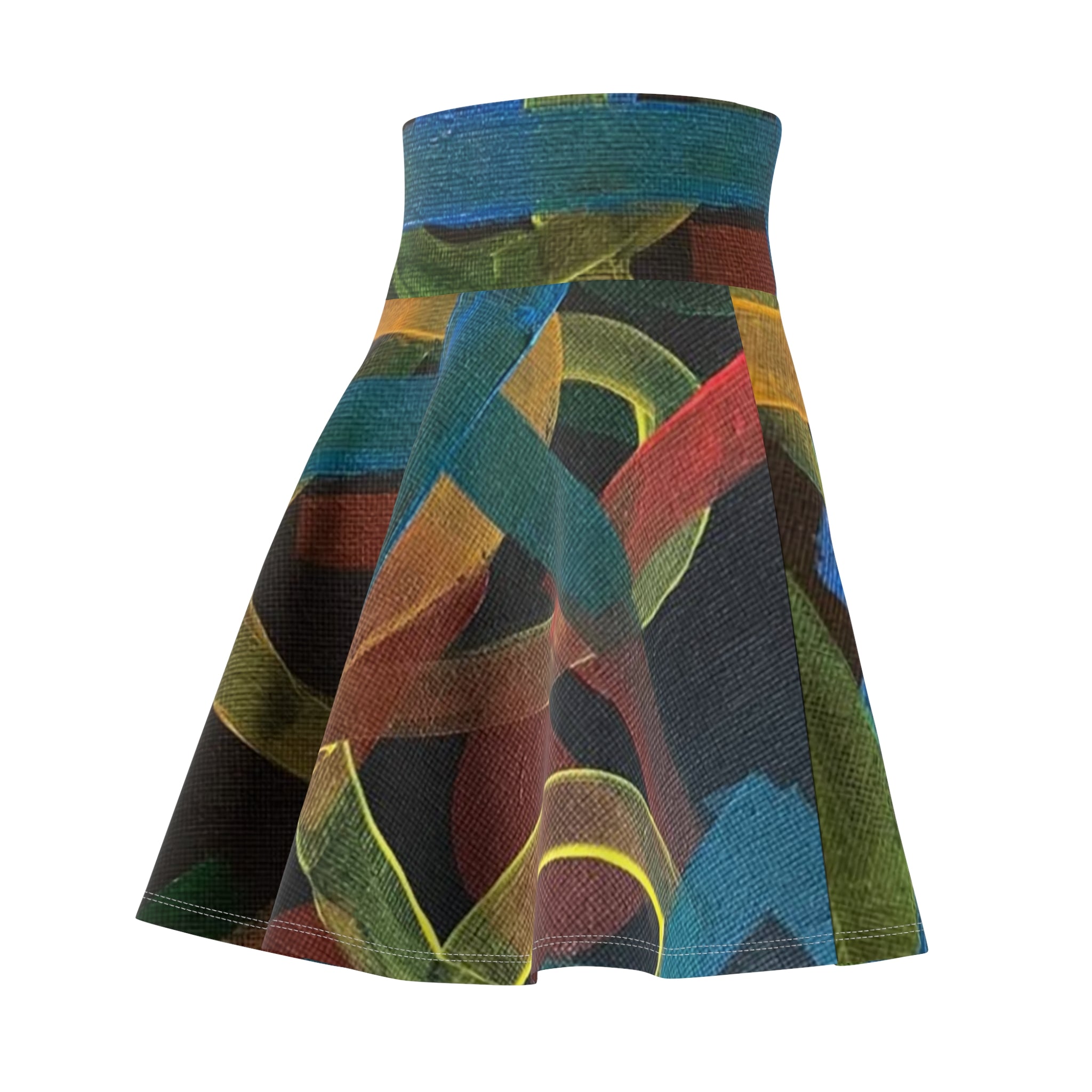 Abstract Colorful Loop Print Skater Skirt