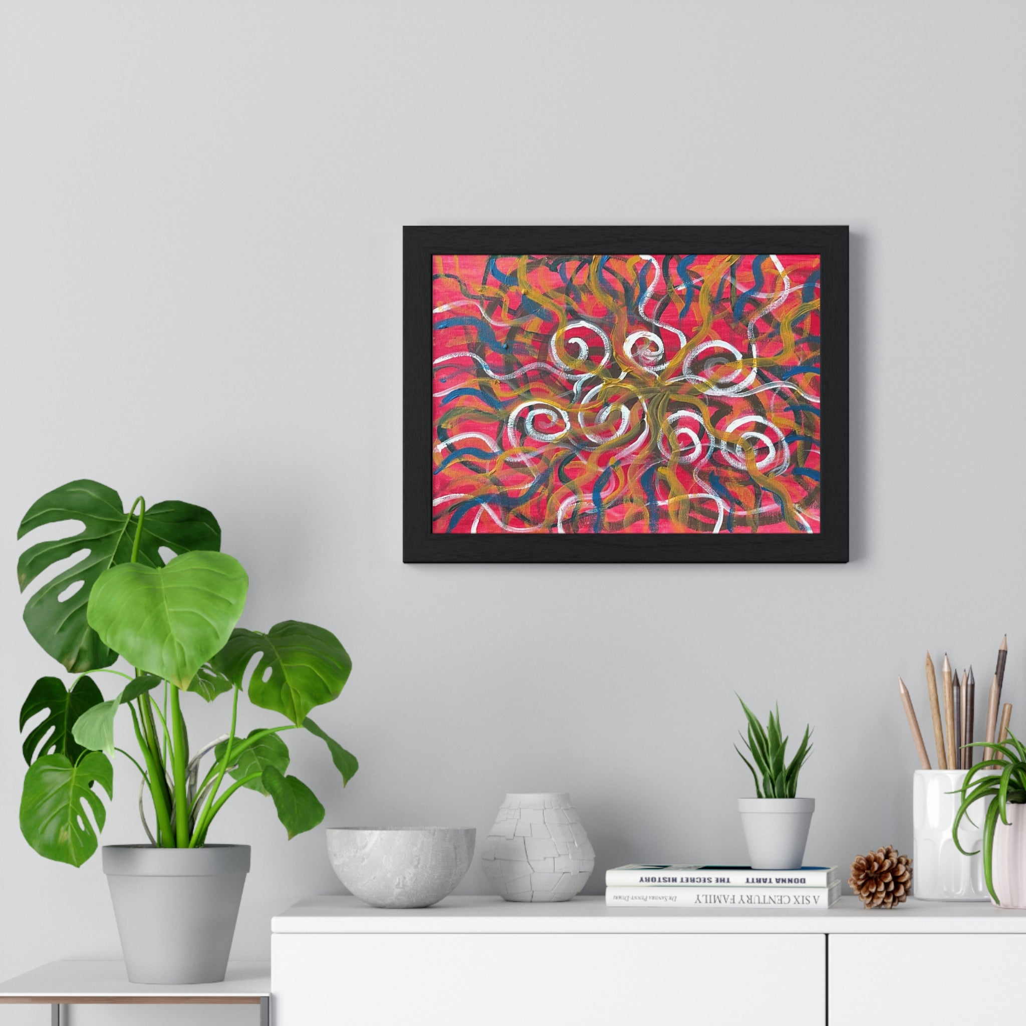 Abstract Swirl Horizontal Framed Poster — Colorful Modern Wall Art