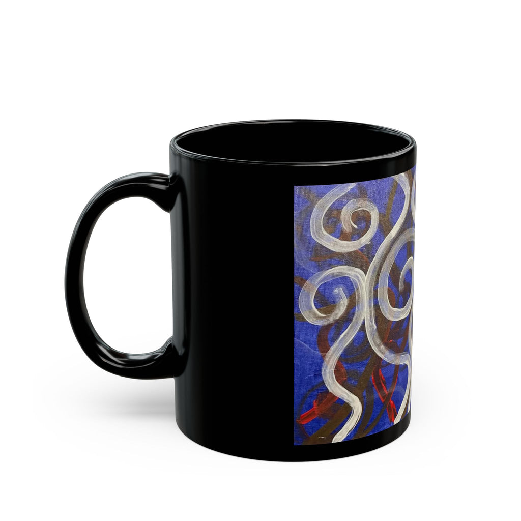 Swirling Blue Abstract Art Mug — Ceramic Black Coffee Cup (11oz/15oz)