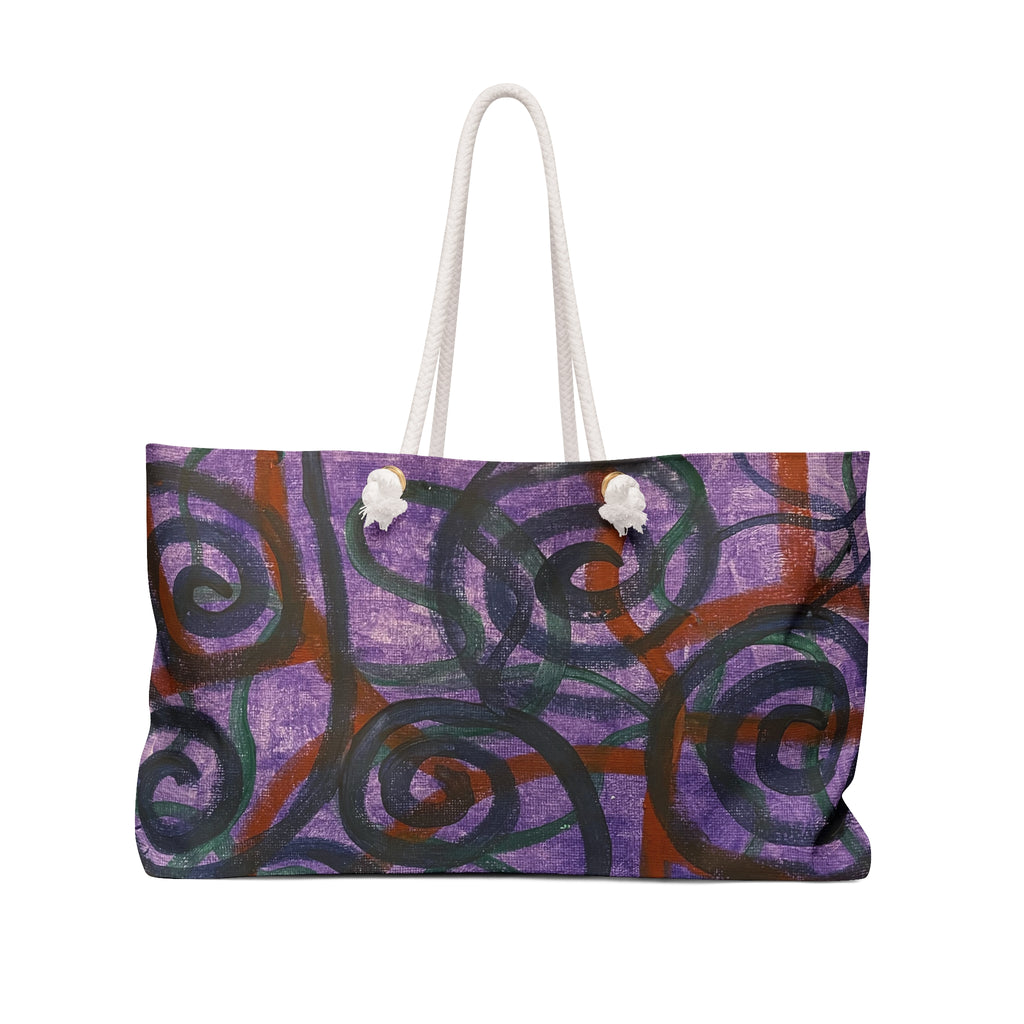 Purple Swirl Weekender Bag — Artistic Travel Tote for Weekend Getaways