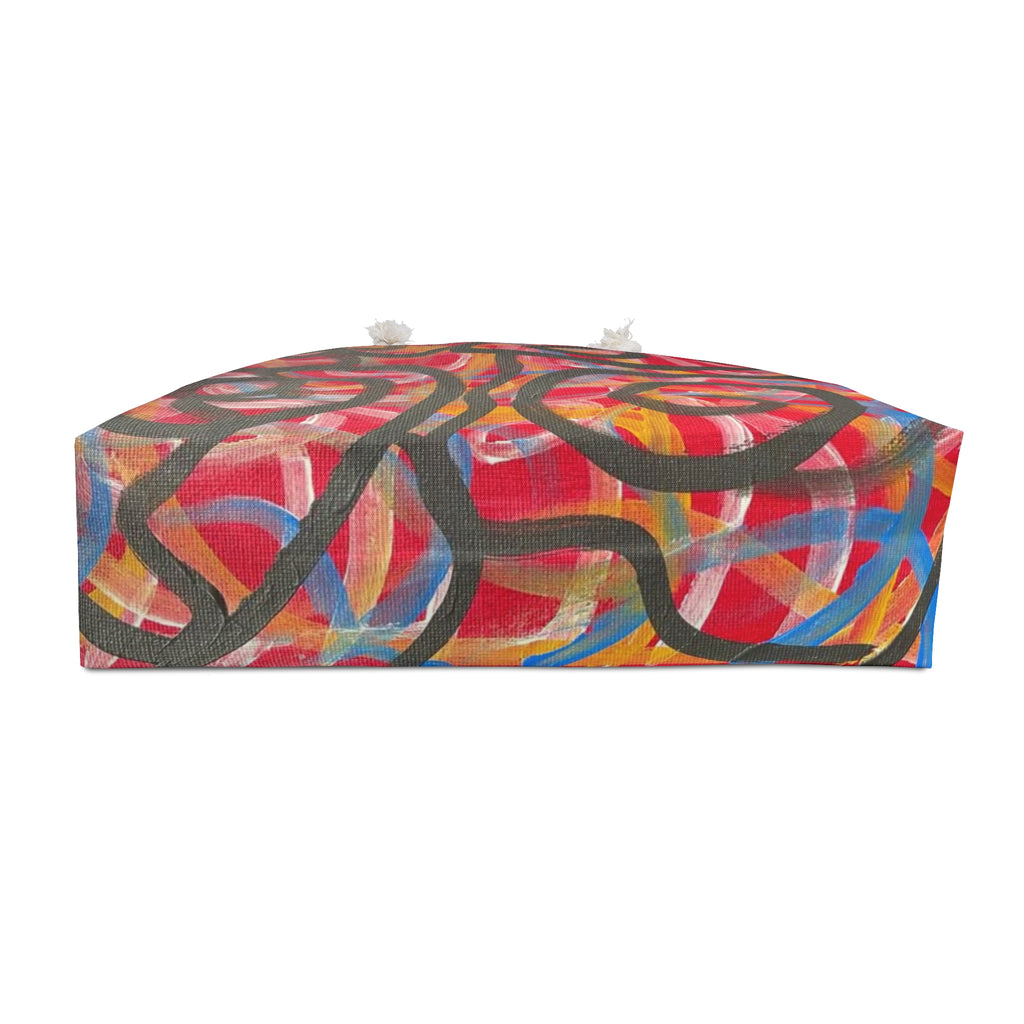 Abstract Spiral Weekender Bag – Colorful Red & Black Travel Tote