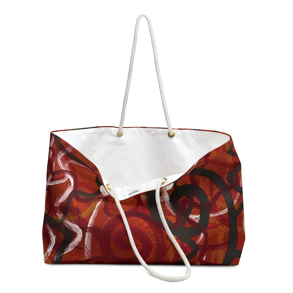Abstract Red Swirl Weekender Bag – Boho Travel Tote