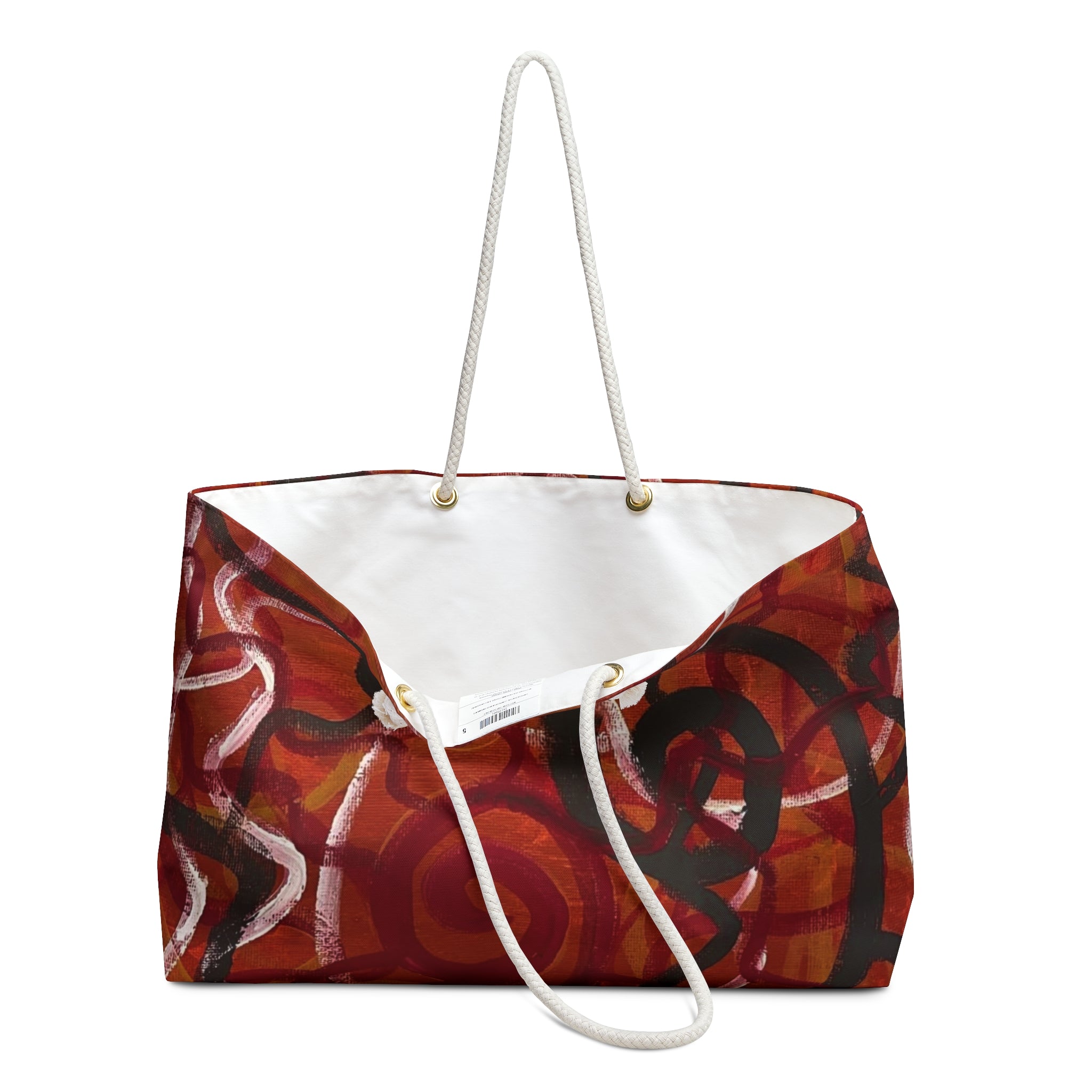 Abstract Red Swirl Weekender Bag – Boho Travel Tote