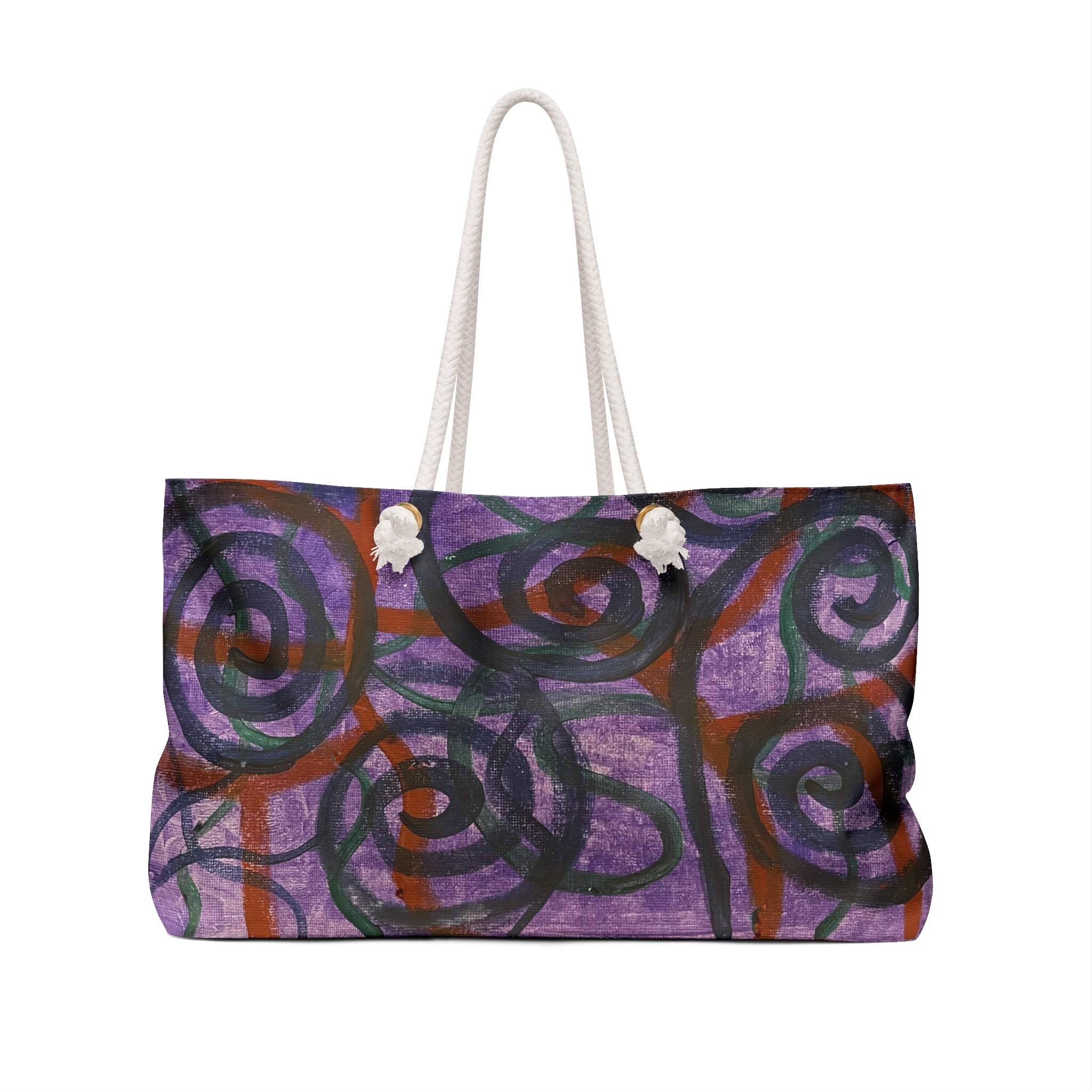 Purple Swirl Weekender Bag — Artistic Travel Tote for Weekend Getaways
