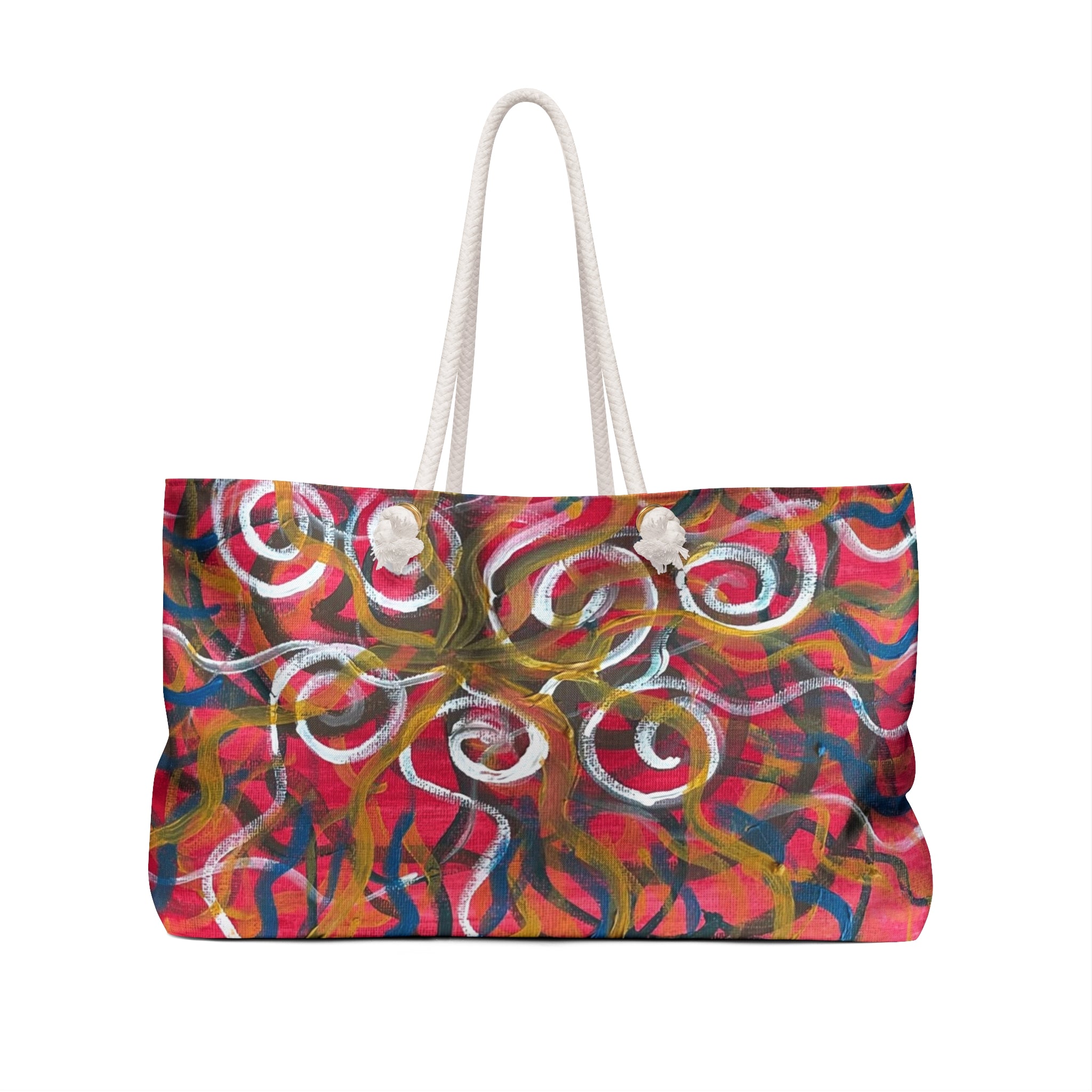 Vibrant Abstract Swirl Weekender Bag — Colorful Travel Tote