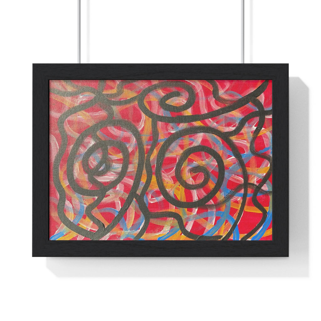 Abstract Red Swirl Framed Poster — Modern Bold Wall Art