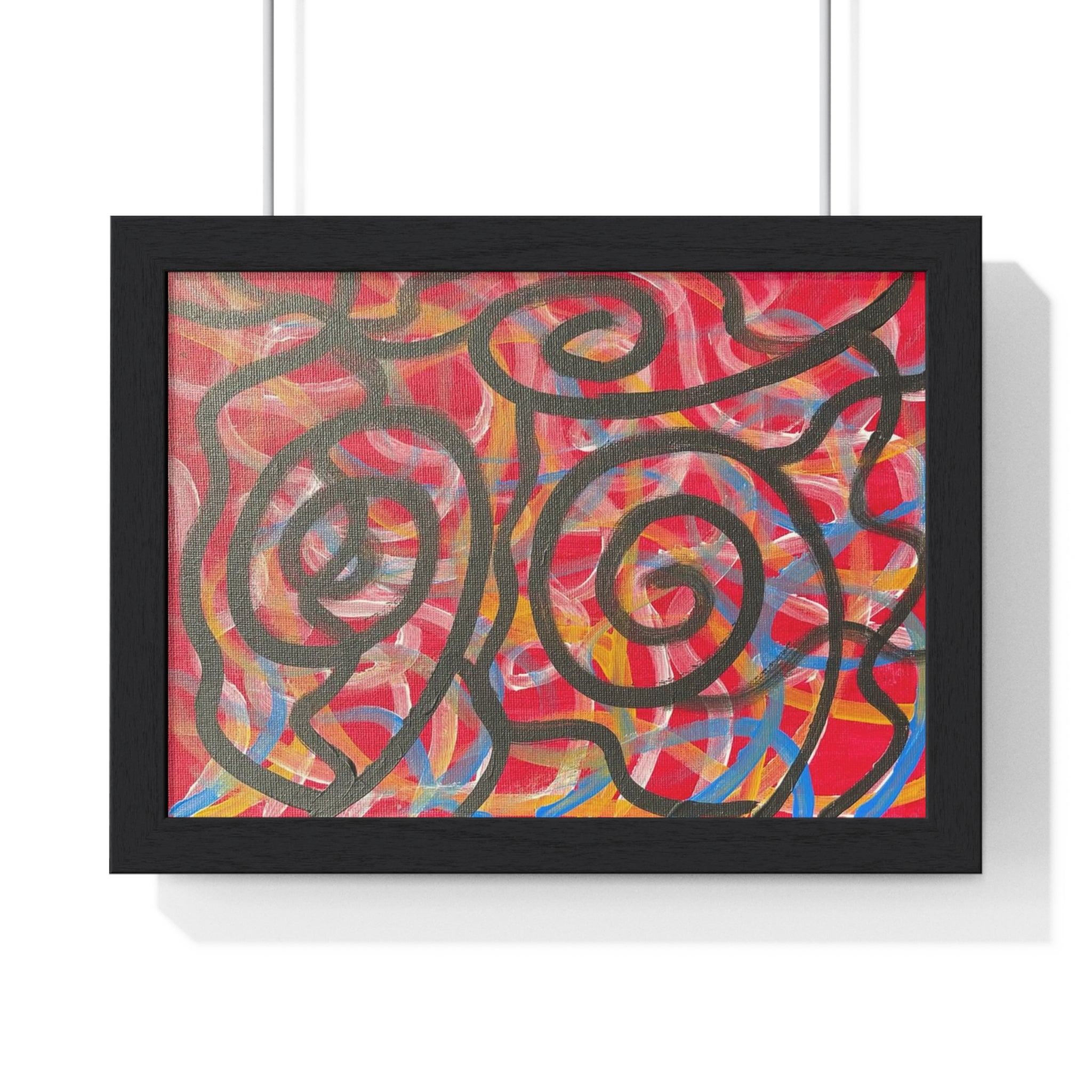 Abstract Red Swirl Framed Poster — Modern Bold Wall Art