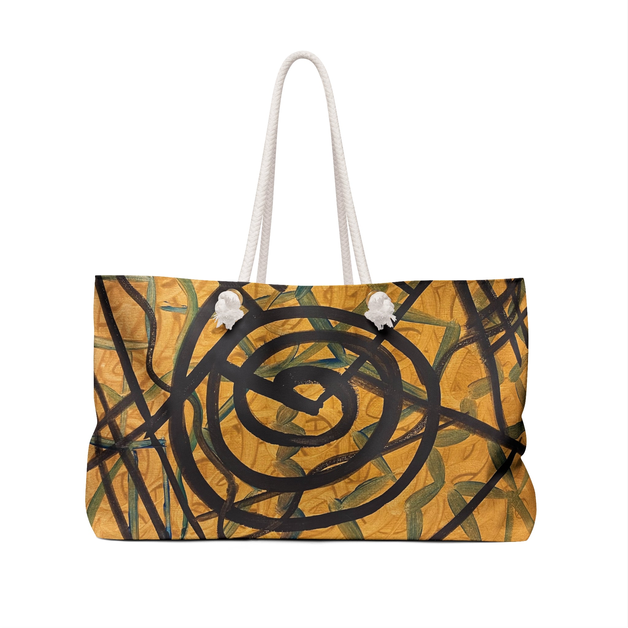 Abstract Spiral Canvas Weekender Bag — Boho Beach & Travel Tote