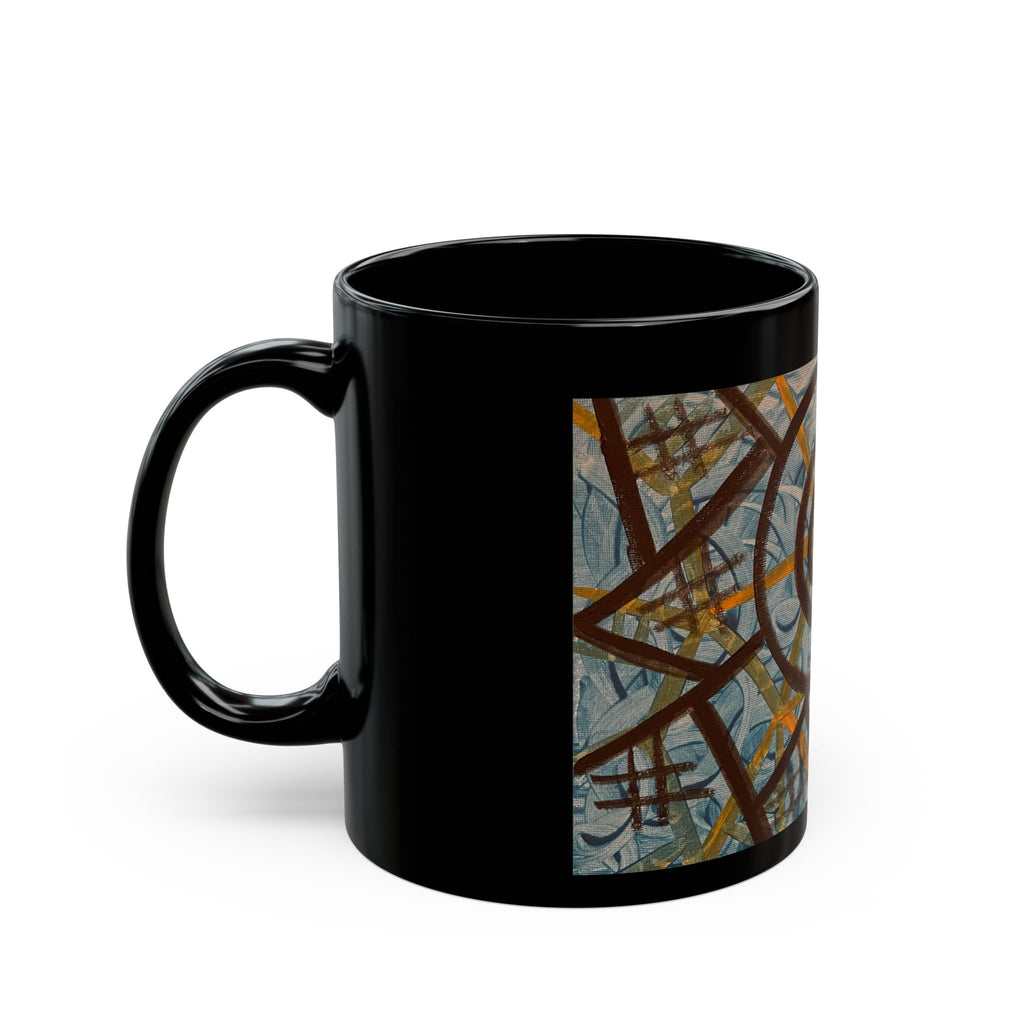 Abstract Spiral Art Black Mug — Modern Geometric Coffee Cup (11oz & 15oz)