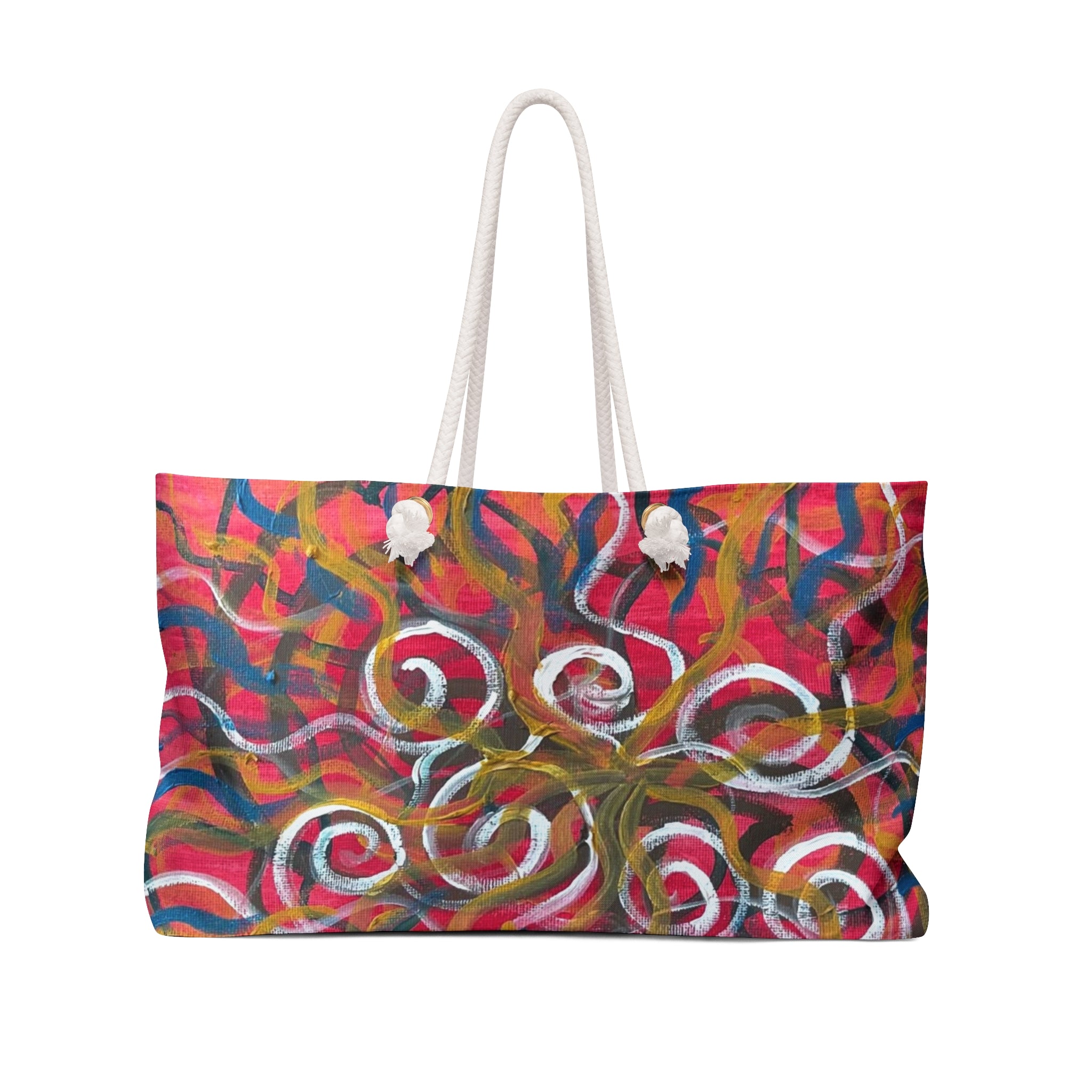 Vibrant Abstract Swirl Weekender Bag — Colorful Travel Tote