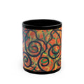 Abstract Spiral Art Black Mug — Colorful Swirl Ceramic Coffee Cup (11oz & 15oz)