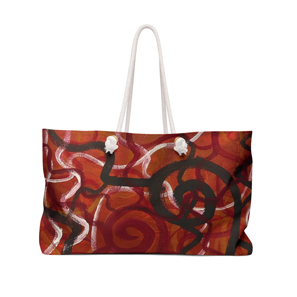 Abstract Red Swirl Weekender Bag – Boho Travel Tote