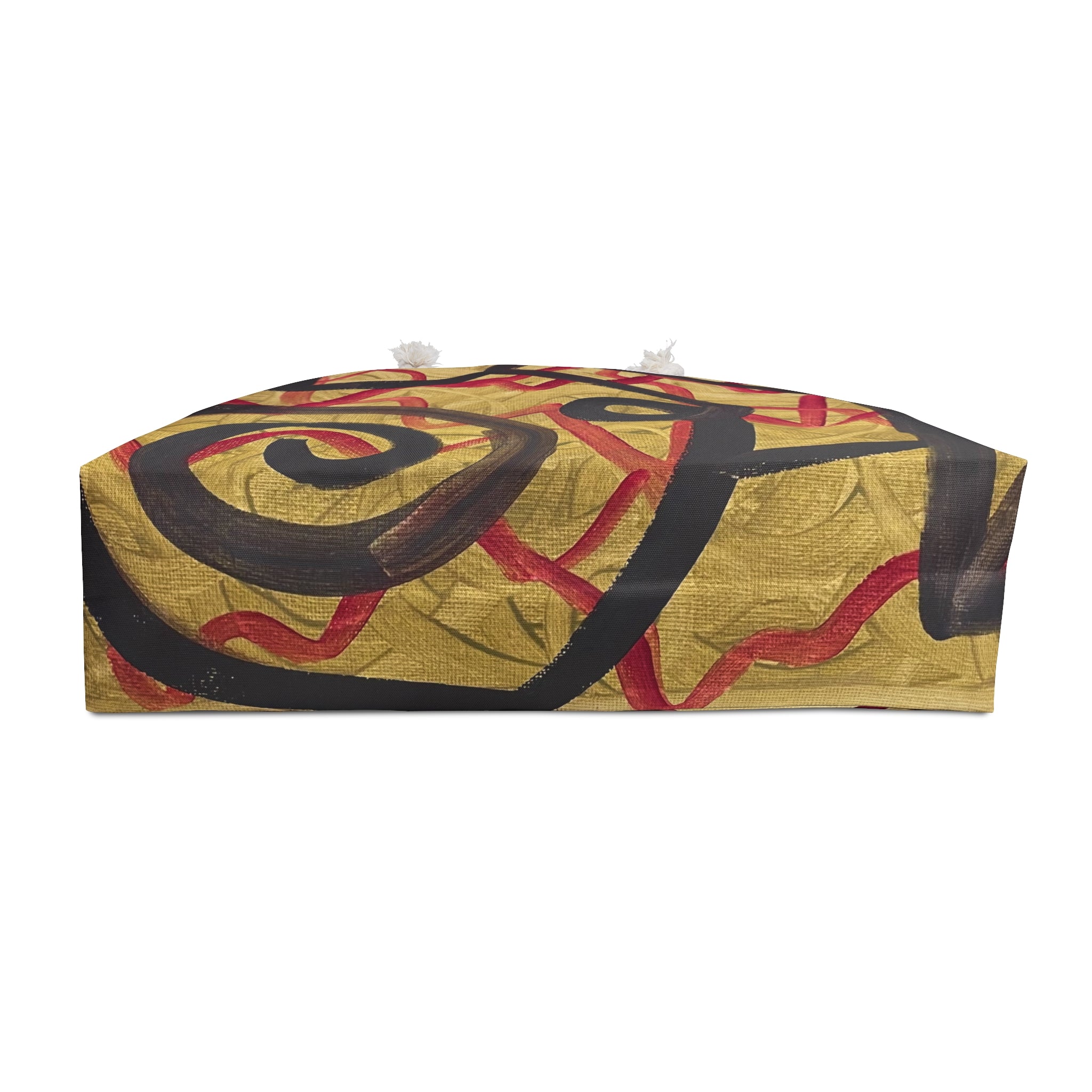 Abstract Swirl Weekender Bag — Gold, Black & Red Travel Tote