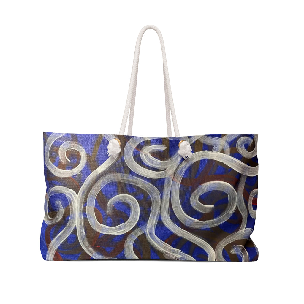 Blue Swirl Weekender Bag — Abstract Nautical Travel Tote