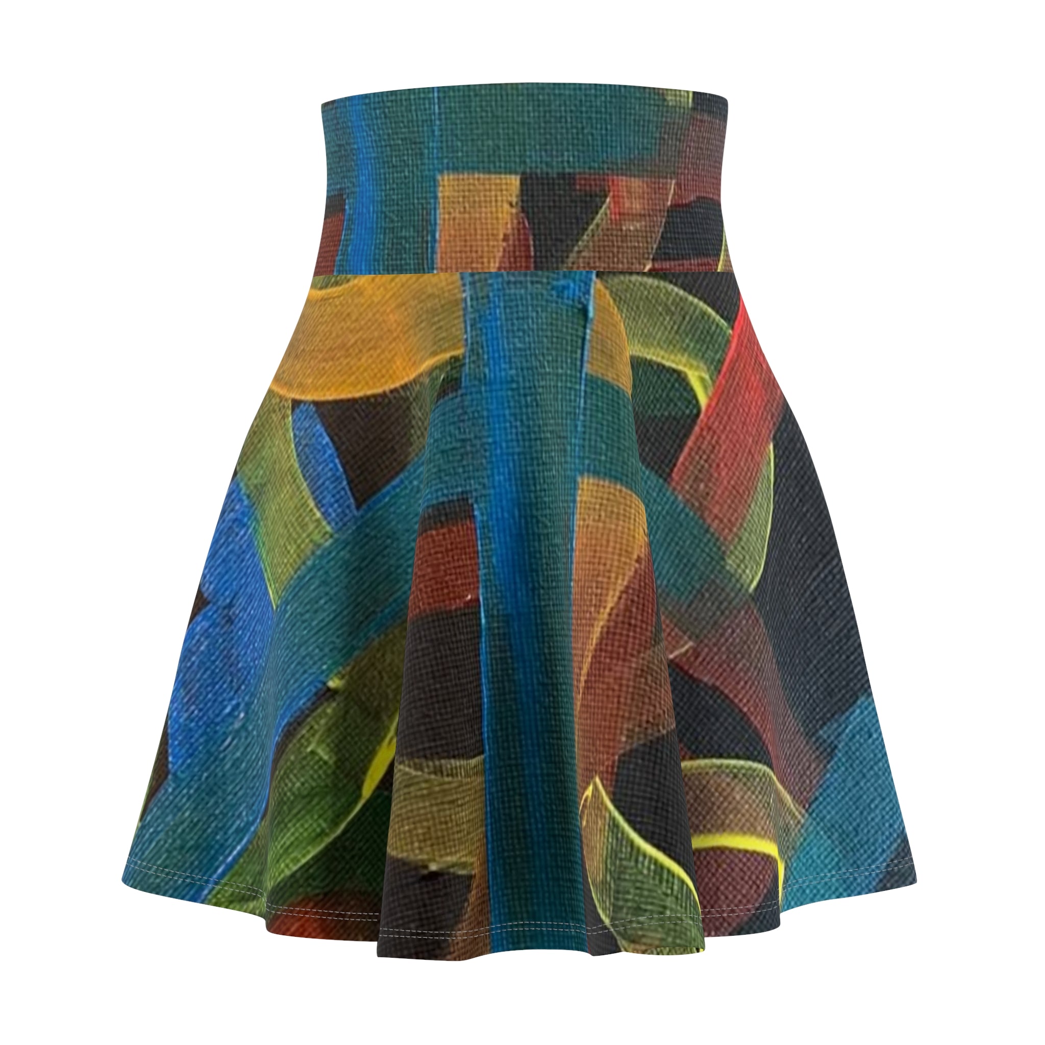 Abstract Colorful Loop Print Skater Skirt