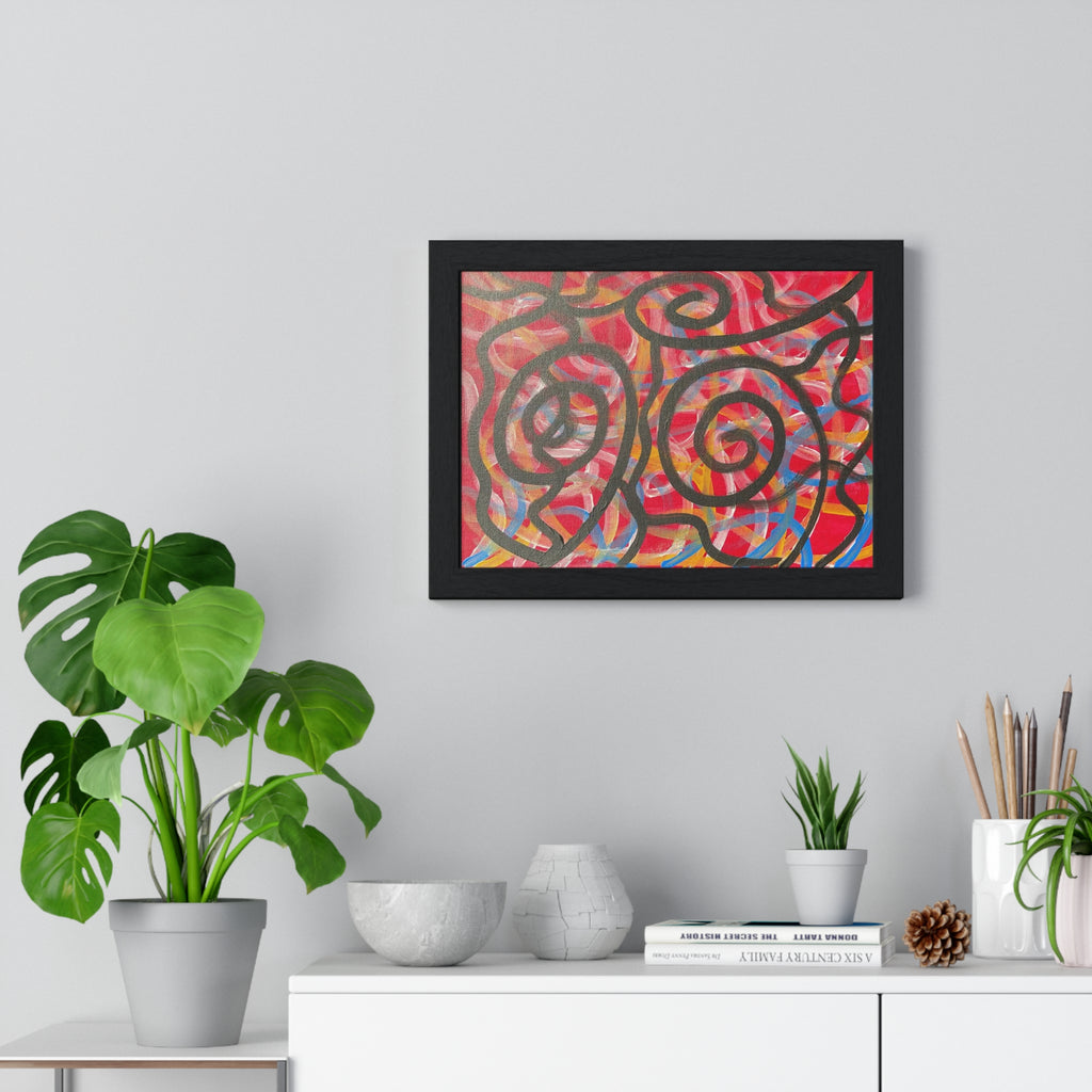 Abstract Red Swirl Framed Poster — Modern Bold Wall Art