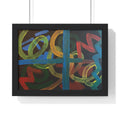 Abstract Colorful Graffiti Framed Poster — Modern Loop & Cross Wall Art