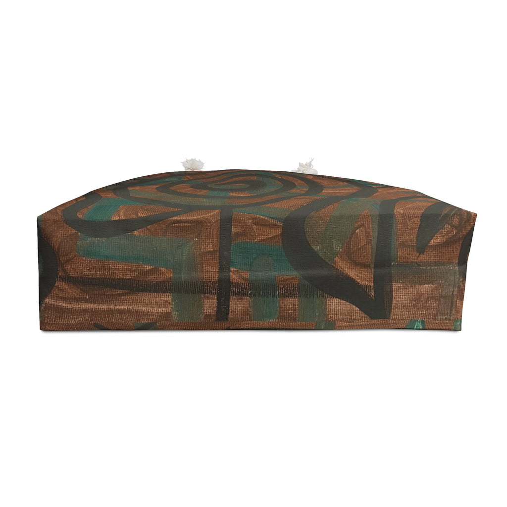 Abstract Earth-Tone Weekender Bag — Spiral Tribal Travel Tote