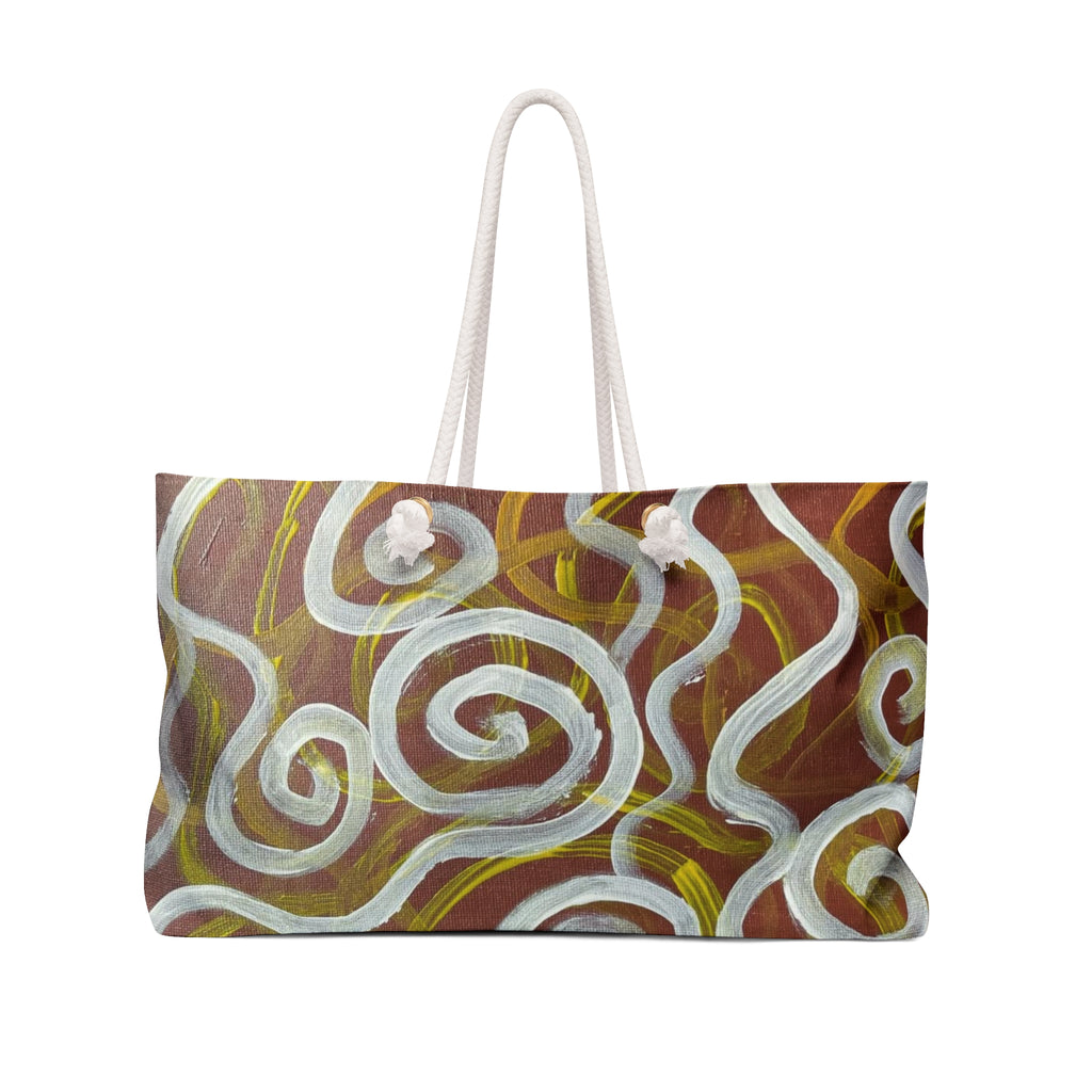 Abstract Spiral Weekender Bag — Boho Swirl Travel Tote