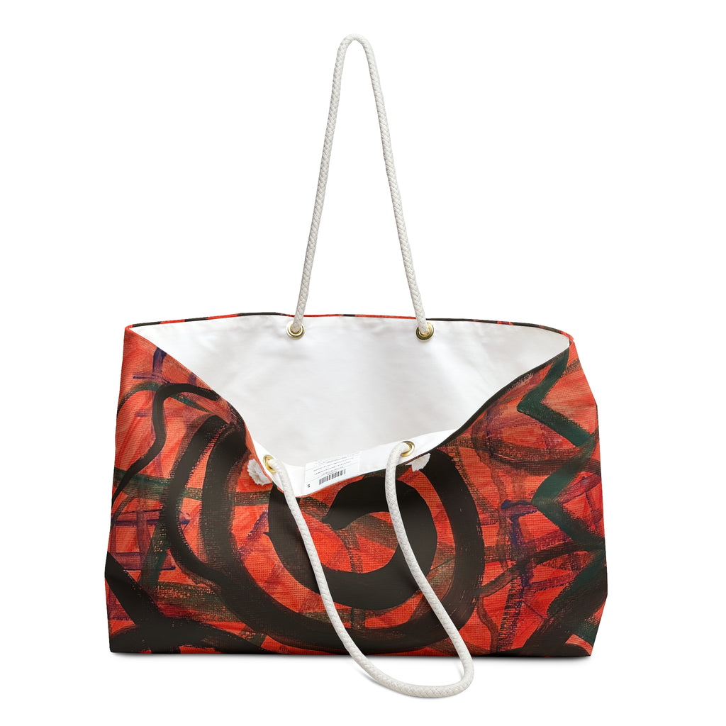 Abstract Red Spiral Weekender Bag