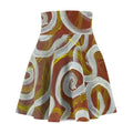 Swirl Abstract AOP Skater Skirt — Earthy Brown & White Artistic Print