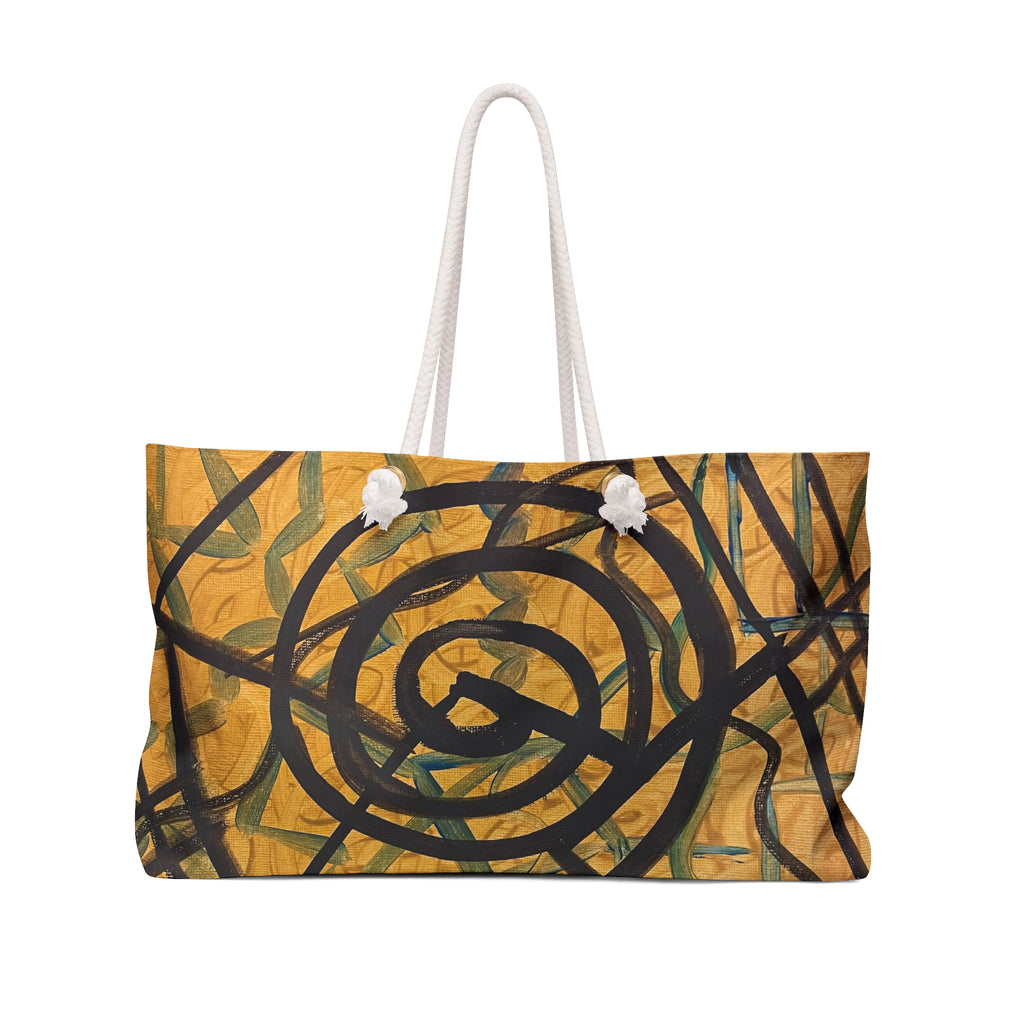 Abstract Spiral Canvas Weekender Bag — Boho Beach & Travel Tote