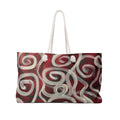 Red Spiral Swirl Weekender Bag — Abstract Boho Travel Tote