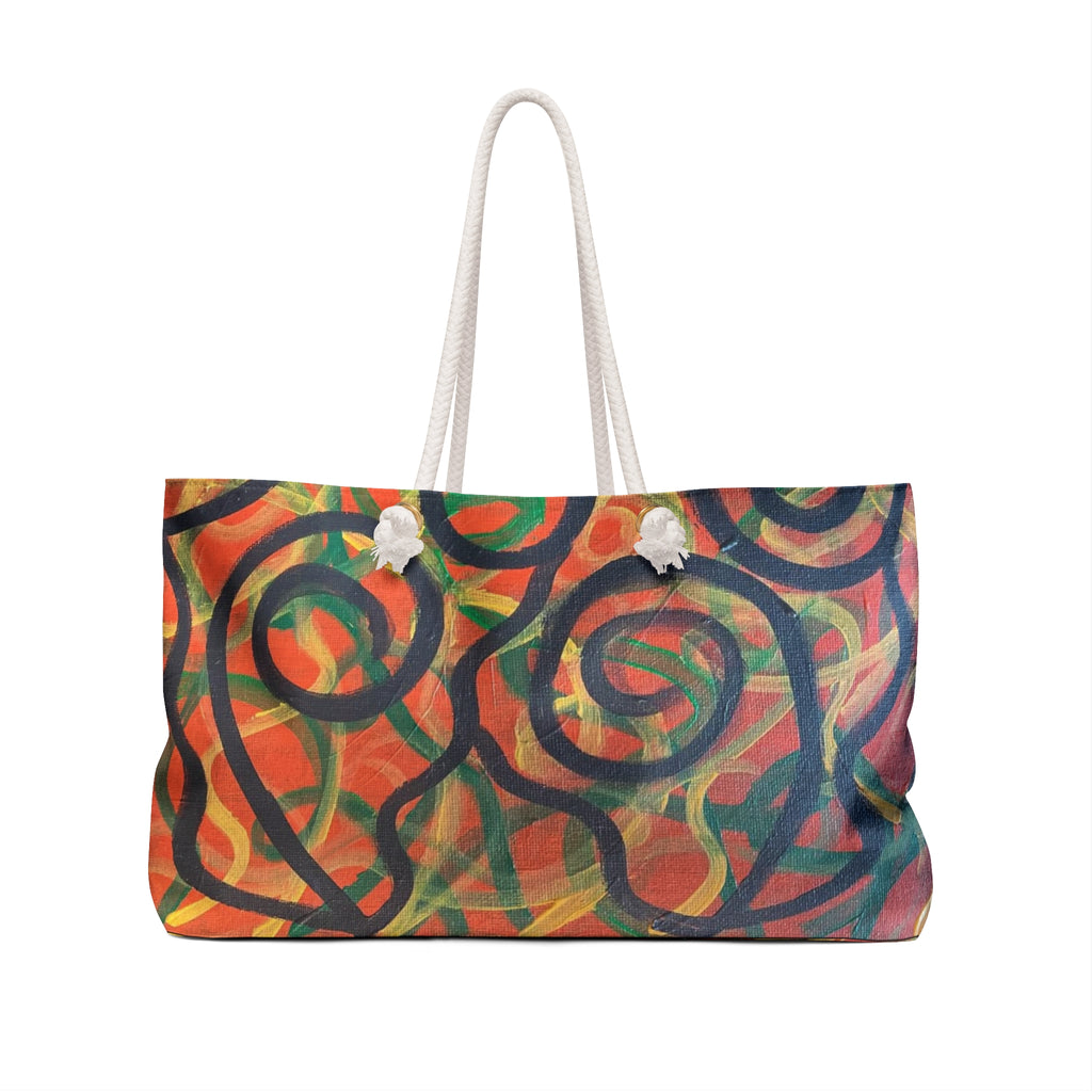 Abstract Spiral Weekender Bag — Colorful Boho Travel Tote