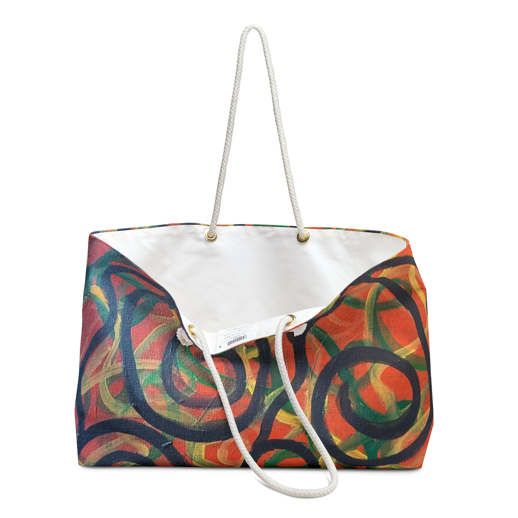 Abstract Spiral Weekender Bag — Colorful Boho Travel Tote