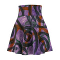 Abstract Purple Swirl Skater Skirt — Artistic AOP Floral-Inspired Print