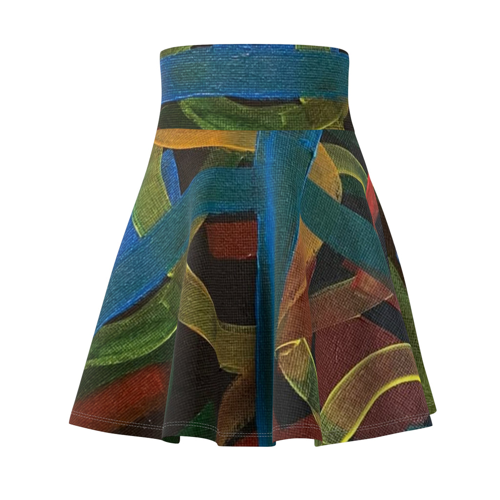 Abstract Colorful Loop Print Skater Skirt