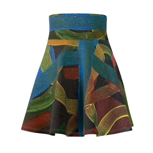 Abstract Colorful Loop Print Skater Skirt