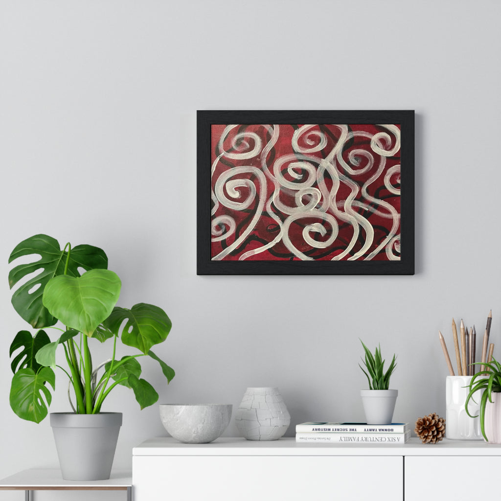 Abstract Red Swirl Framed Poster – Modern Wall Art for Living Room & Office