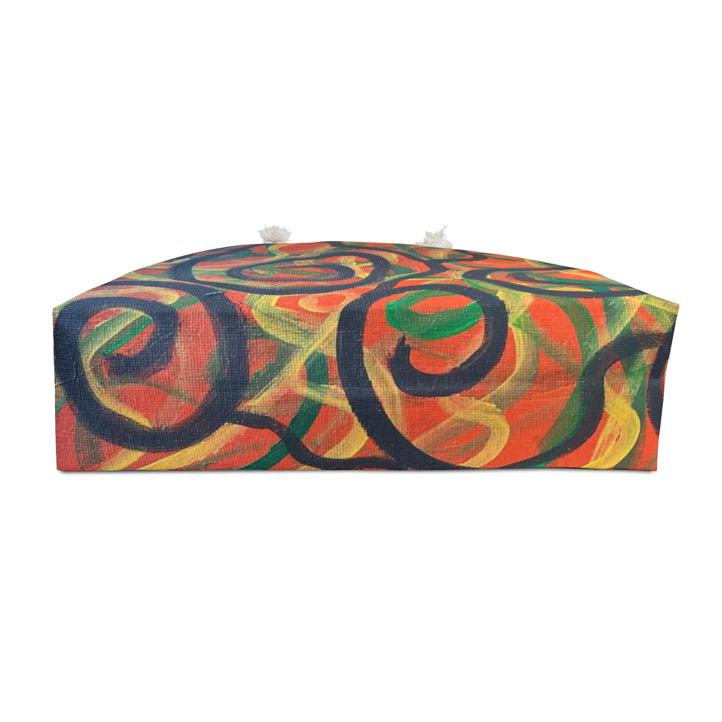 Abstract Spiral Weekender Bag — Colorful Boho Travel Tote