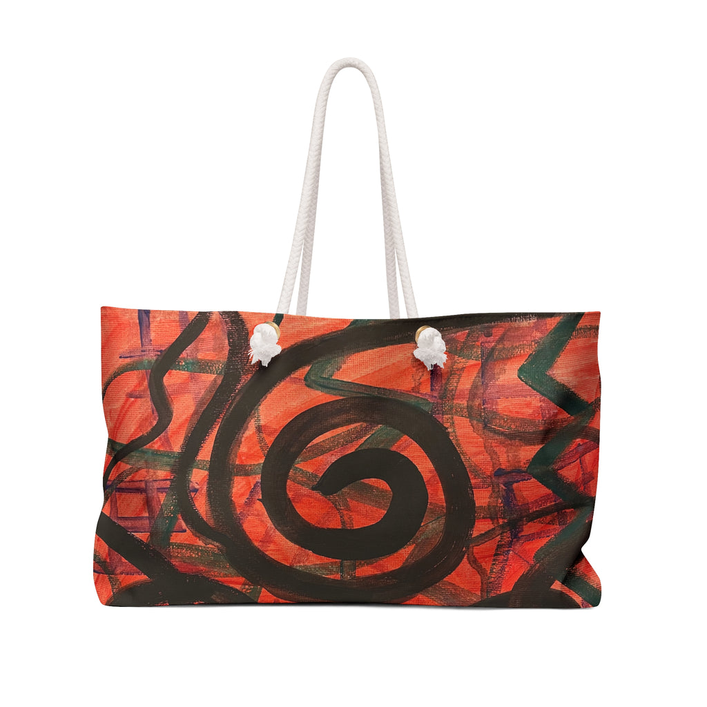 Abstract Red Spiral Weekender Bag