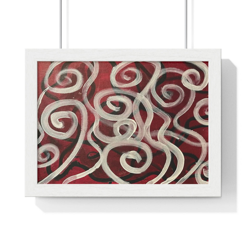 Abstract Red Swirl Framed Poster – Modern Wall Art for Living Room & Office