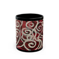 Red Swirl Abstract Black Coffee Mug (11oz, 15oz)