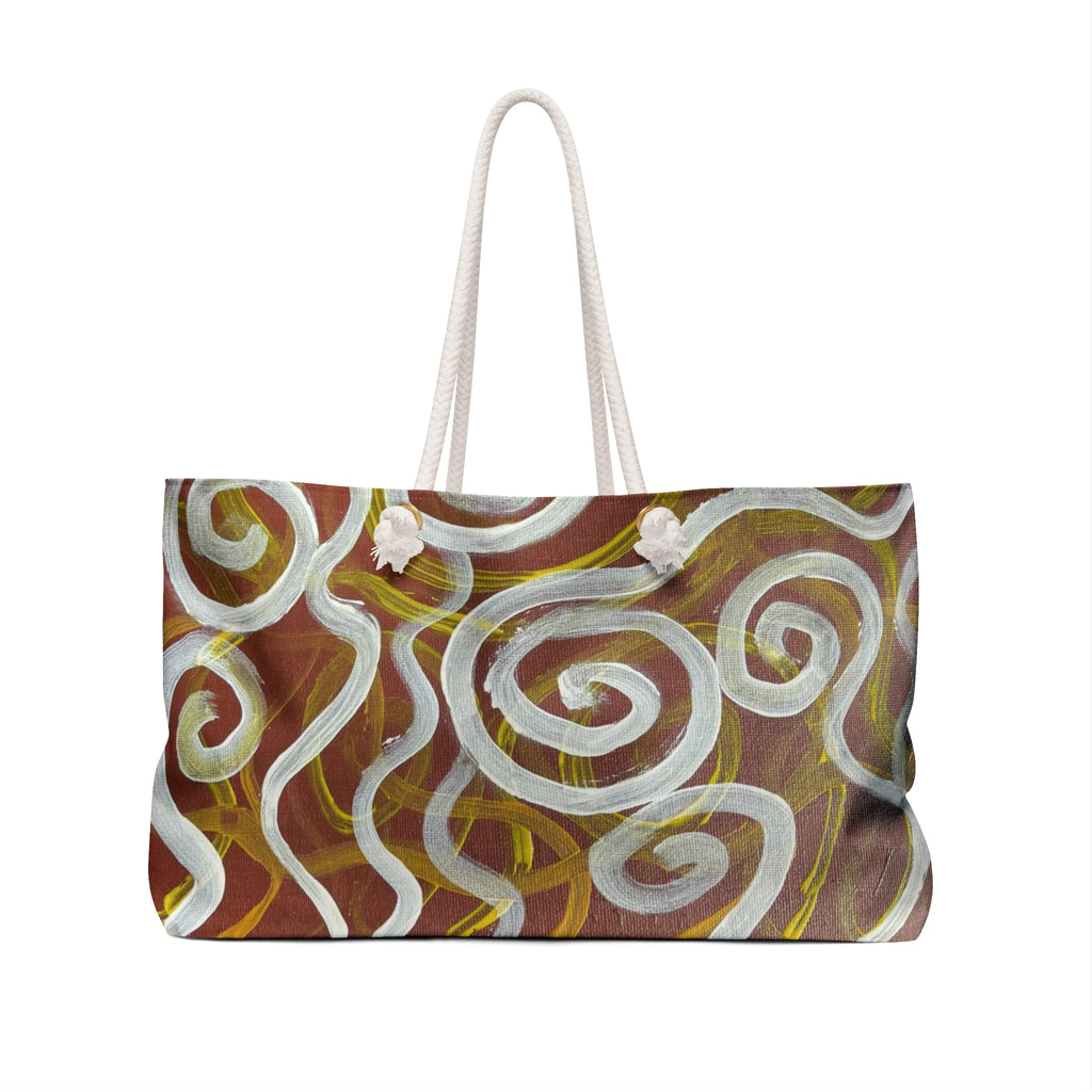 Abstract Spiral Weekender Bag — Boho Swirl Travel Tote